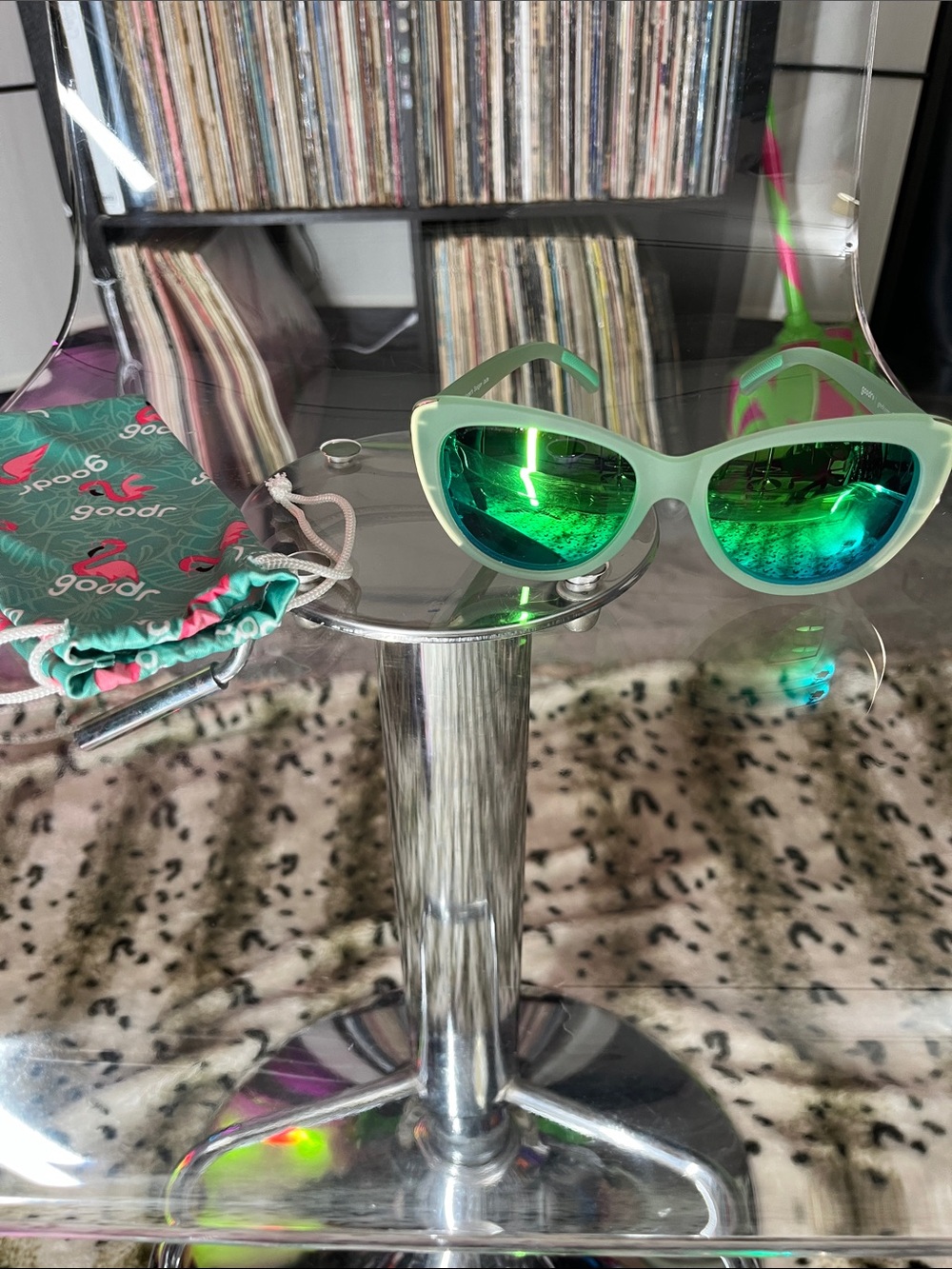 Schrödinger's Saigon Jade Sunglasses - Mint Green Frame with Blue Lenses